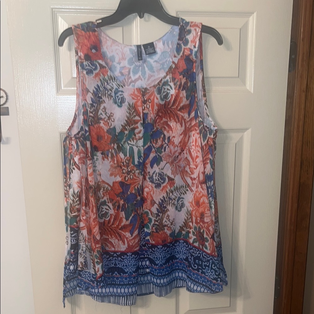 New Directions Pink and Blue Sleeveless Tank Top
